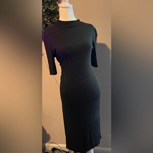 Black Striped Midi Dress